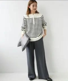 【relume】コットンパネルボーダーニットプルオーバー