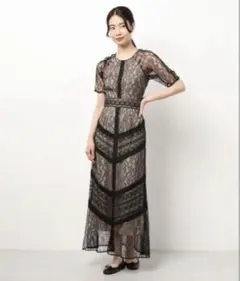 ラグナムーン LADYショルダーギャザーレースマキシワンピース Sサイズ