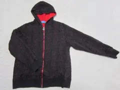 TDR　ディズニー　ミッキー刺繍総柄　裏付きパーカー　黒赤　LL　ok2512B