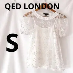 QED LONDON ホワイト Sサイズ フラワー刺繍 チュニック UK8