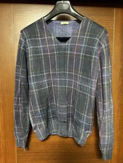 【伊製】Altea アルテア チェック柄 Vネックニット サイズS