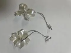 ウェディング ホワイトフラワーピアス ヘッドドレス