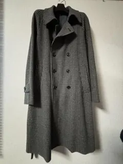junhashimotoチェック柄 ダブルベルテッドコート　サイズ３