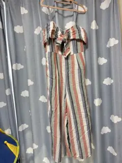 American eagle ストライプ オフショルダー サロペット