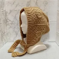 Ｎｏ．154 秋冬 ボンネット ニット帽　オーカー