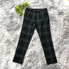 as Know asde base【M】秋冬◎ 黒緑 チェック カジュアルパンツ