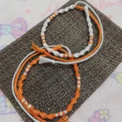 スポーティーアンクレットミサンガ(2本セット) オレンジ×白 足首用