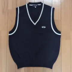 【新品未使用】ライン入り紺ベスト　Sサイズ