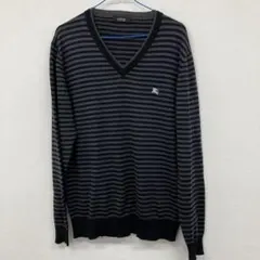 burberry black label 綿　羊毛　ボーダー　ニット　黒　△2のサムネイル