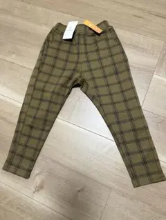 【新品】ブランシェス　裏起毛　暖かパンツ　チェック柄　 テーパード　ベージュ