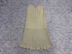 GU 透かし編み ロングスカート カーキ Sサイズ