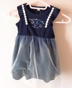 ベビー 女児 ユニコーン リブ チュールワンピース ネイビー
