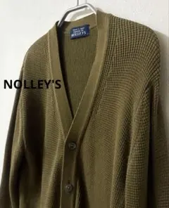 NOLLEY’S メンズ　ワッフル　Ｖネックカーディガン　カーキ　日本製のサムネイル