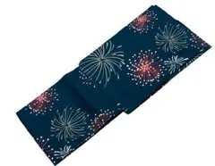 ◆紺地に花火咲く上品浴衣◆大人ゆかた★ネイビー★新品未使用 呉服店購入 はなび