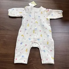 ミキハウス　ホットビスケッツ 日本製 キルティングロンパース 60cm