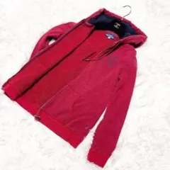 希少色レッド☆バーバリーブルーレーベル　カシミヤ混コート　ロゴボタン　38 希少色レッド☆バーバリーブルーレーベル カシミヤ混コート ロゴ