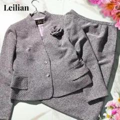 極美品✨レリアン コサージュ付き スーツ セットアップ スカート シルク 11号