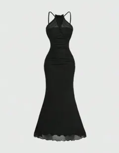 SHEIN ホルダーネックドレス ブラック フィット＆フレアドレス XS