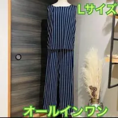オールインワン ストライプ ネイビー Lサイズ
