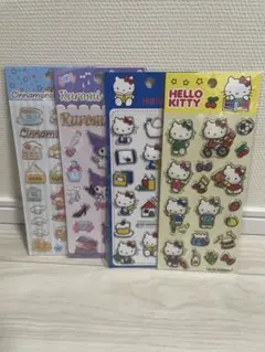 ハローキティ、クロミ、シナモン　3Dジェルシール　4枚セット