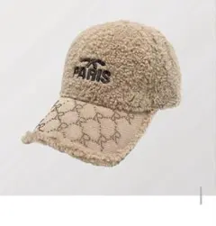 ベージュキャップ ロゴ刺繍