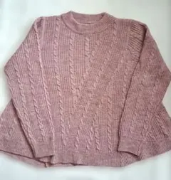 monaca　モナカ　ケーブルニット長袖セーター　ピンクグレー　M〜L