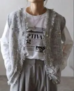 【新品】(アニLG)BONJOUR SAGAN アゼフリンジニットベスト