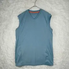 ユニクロ　 メッシュ Vネック ノースリーブシャツ 青　L