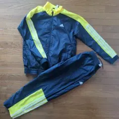 adidas　アディダス　裏起毛ウインドブレーカー上下セット 紺×黄　160cm