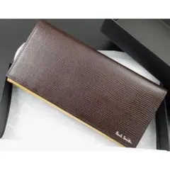 ☆ギフト対応可☆新品☆箱付 ポールスミス 人気型押しレザー 長財布 濃茶☆