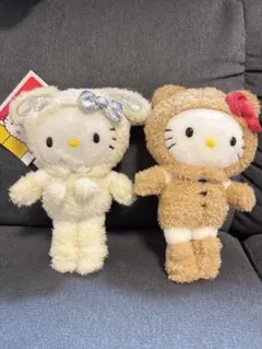 ハローキティ展限定 ぬいぐるみマスコット2体セット 雪うさぎ＆くま