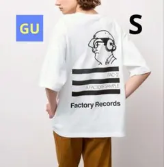 S【GU】ボクシーグラフィックT Factory Records FAC-2 白