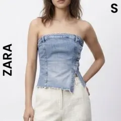 【ZARA 】デニム ビスチェ トップス ベアトップス チューブトップ S