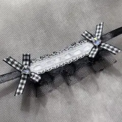 341 ぬいぐるみ用 ヘッドドレス 10cmぬい 黒 オーロラ ハート リボン