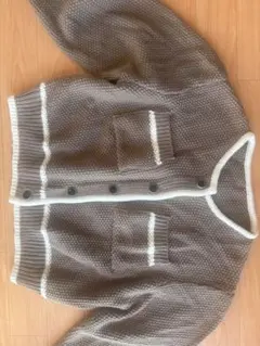 ブラウン ニットカーディガン ポケット付き