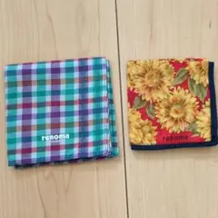 renoma ハンカチセット チェック・ひまわり2枚