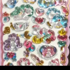 ユニコーン　うるちゅる　立体　カラフル　キャラクター　シール　ゆめかわ