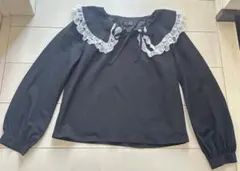 evelyn エブリン 襟レース ブラウス ブラックのサムネイル