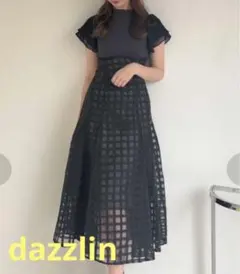 dazzlin シアーチェックコルセットワンピース　チャコールグレー　S 新品