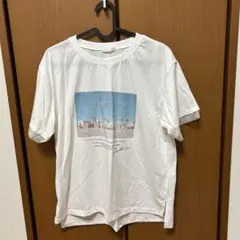 ホワイト コットン Tシャツ グラフィックプリント Lサイズ