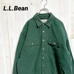L.L.Bean ダークグリーン スナップボタン　キルティングシャツジャケット