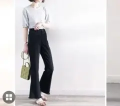 CLASSICAL ELF 最旬美脚デニム 裾フリンジセミフレアデニムパンツ