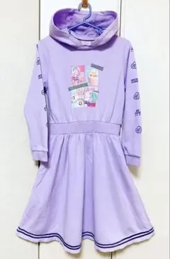 未使用近い　メゾピアノ140cmフードつき転写プリントカットワンピース