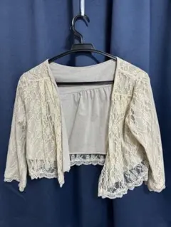 axes femme リバーシブルレース 7部丈カーディガン