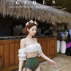 【新品未使用】トップスのみ　セパレート水着 ホワイト　オフショル　Mサイズのサムネイル