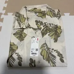 【新品未使用】ユニクロ　プリントオープンカラーシャツ　半袖　メンズ　XL