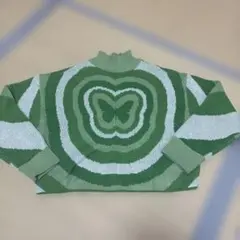 バタフライ柄 緑系 ニットセーター 長袖　XS H&M