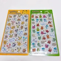 韓国 ポケモン ドロップ シール ステッカー 2種 黄 緑