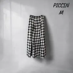 PIC CIN ピッチン ギンガムチェック ロングスカート M 黒白
