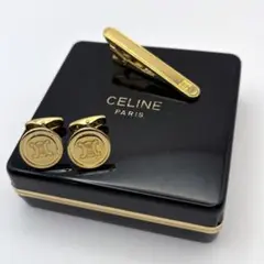 セリーヌ　カフスボタン　ネクタイピン　セット　トリオンフ　ゴールド　箱付